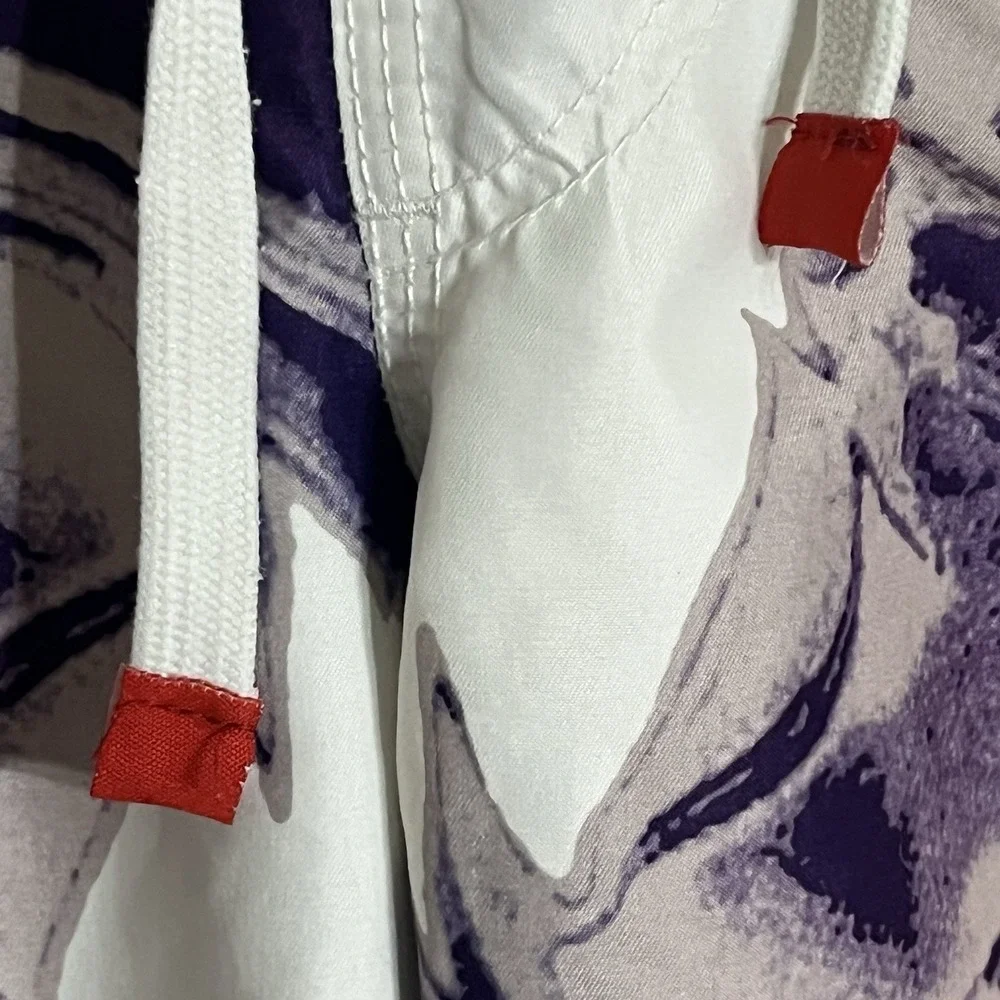 Sakkas Men's Purple‎ & White Lined Swim Trunks Board Shorts Size Large Beach